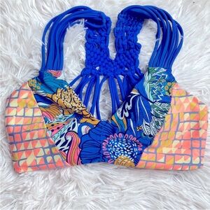 Maaji Blue Pink Reversible Bikini Swim Bathing Suit Top Size Small